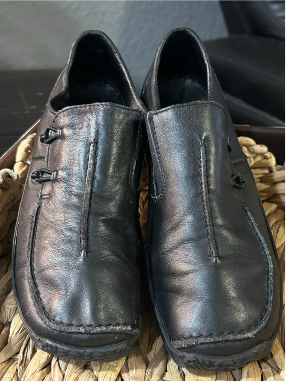Rieker Black Slip-On Loafers